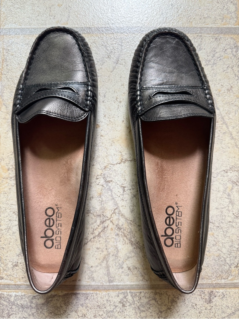 Abeo Black Leather Penny Loafers — Women's Slip-On Flats